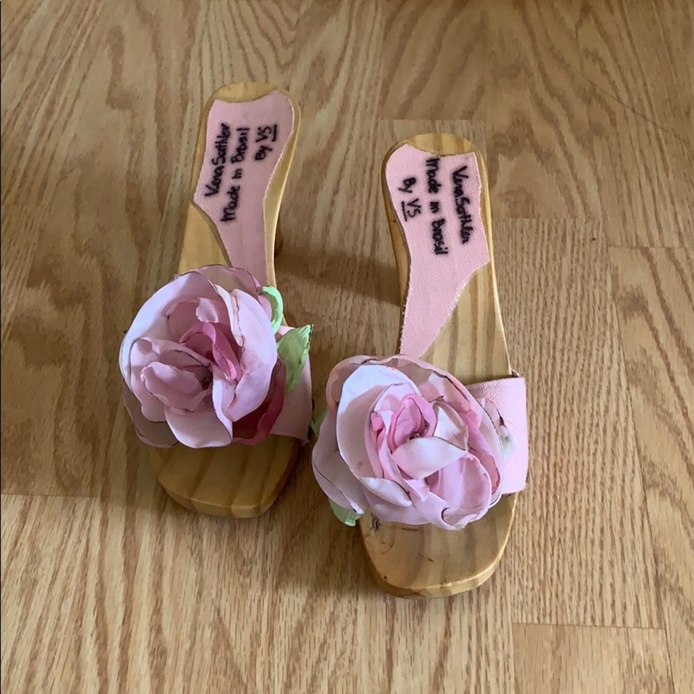 Handmade, one of a kind Floral slide/heel.